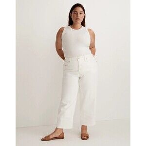 Madewell The Plus Perfect Vintage Wide‎ Leg Crop Jean Tile White Sz 20W NJ406